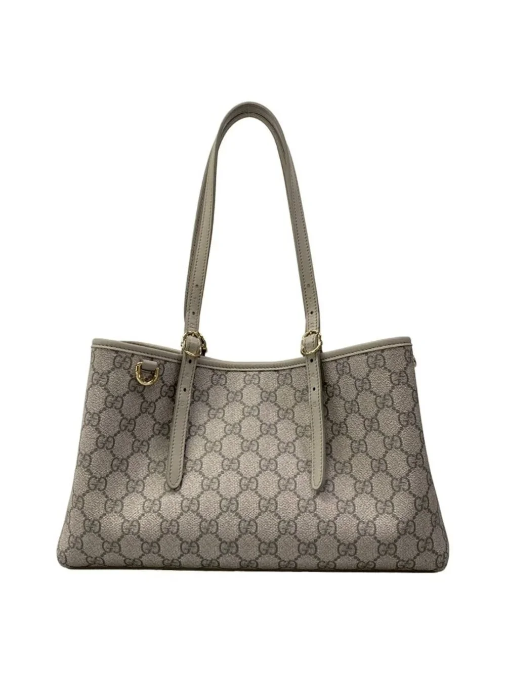 Gucci Tote Bag GG Emblem Medium Gray Leather